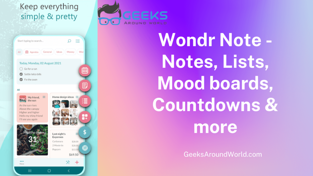 Wantd Note Wondr Note - Notes, Lists, Mood boards, Countdowns & more - Geeks ...