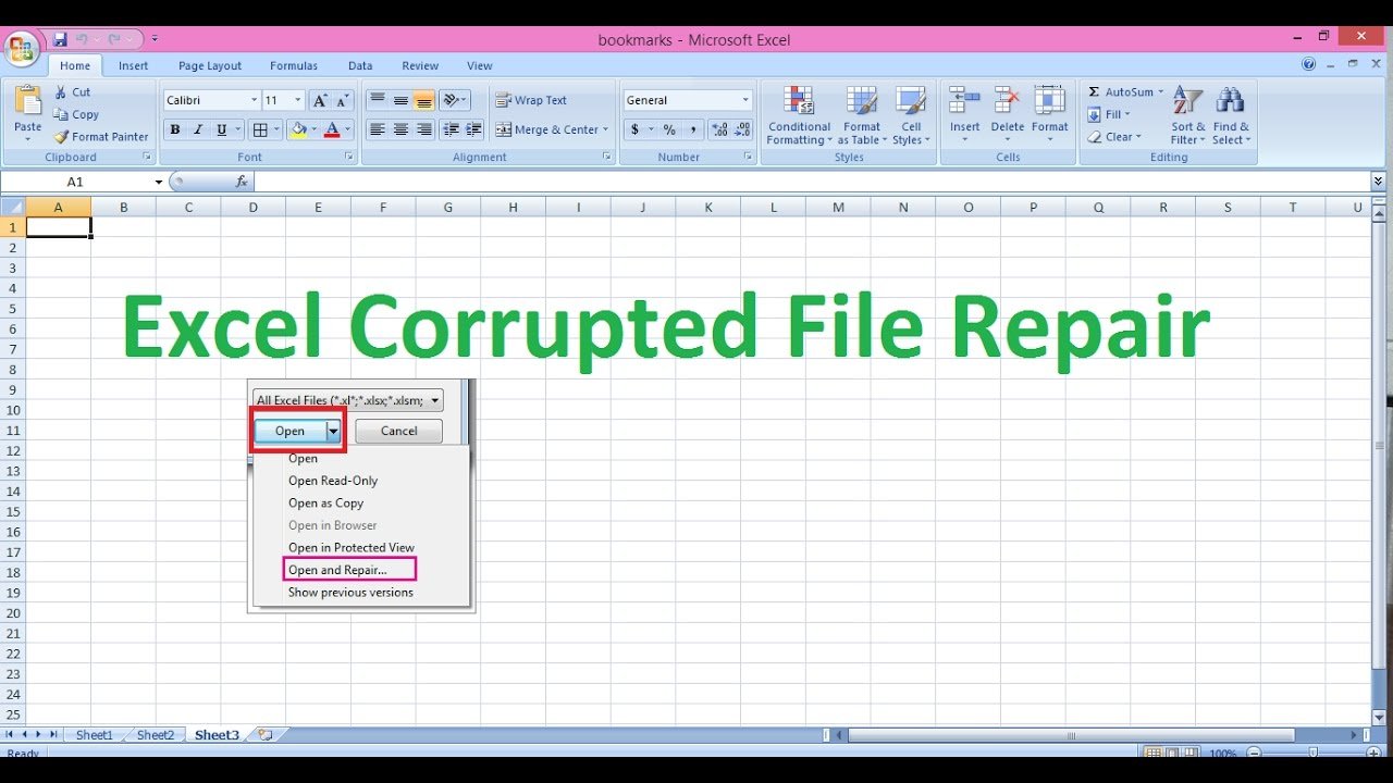 repair corrupted excel files