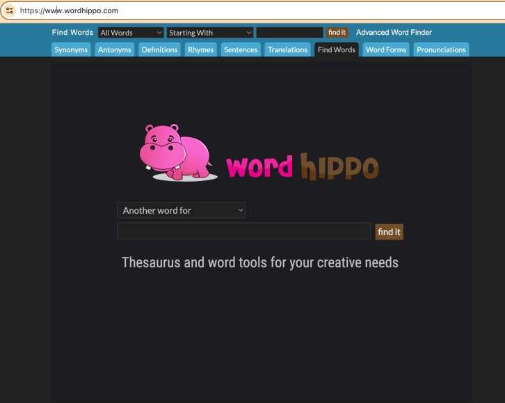 To start finding 5 letter words go to Wordhippo website and then go to find words